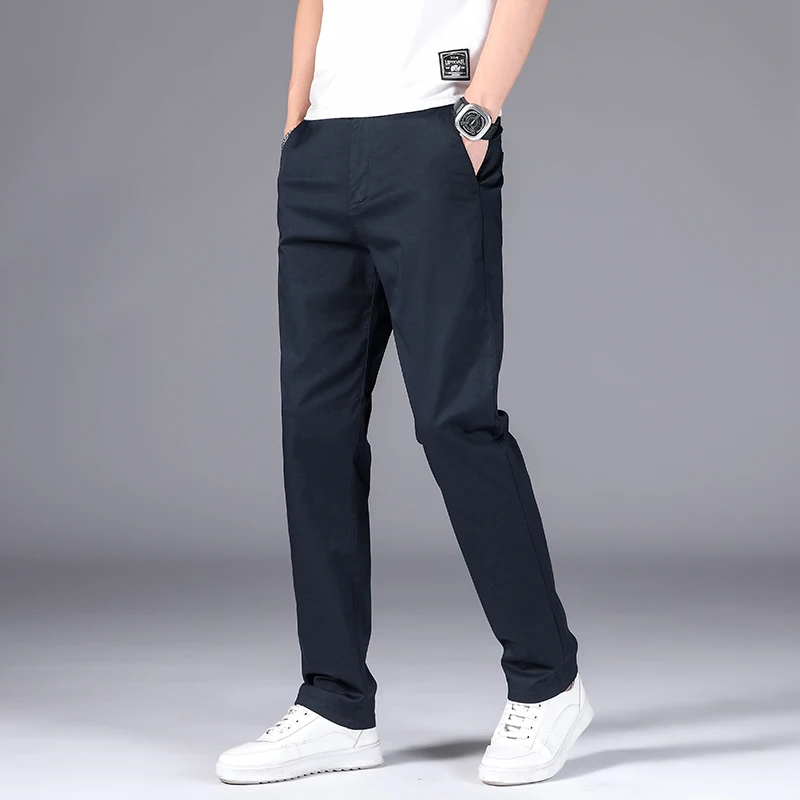 

Summer Men's Modern Fit Performance Pant 2023 New Men Lightweight Smart Casual Straight Mid Suit Pants Khaki Trousers