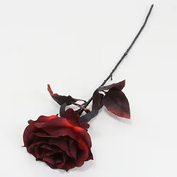 Elegant Silk Rose Arrangement in Black, White, and Red - Perfect for Home Decor, Photography, and Wedding Backdrops (Burgundy)