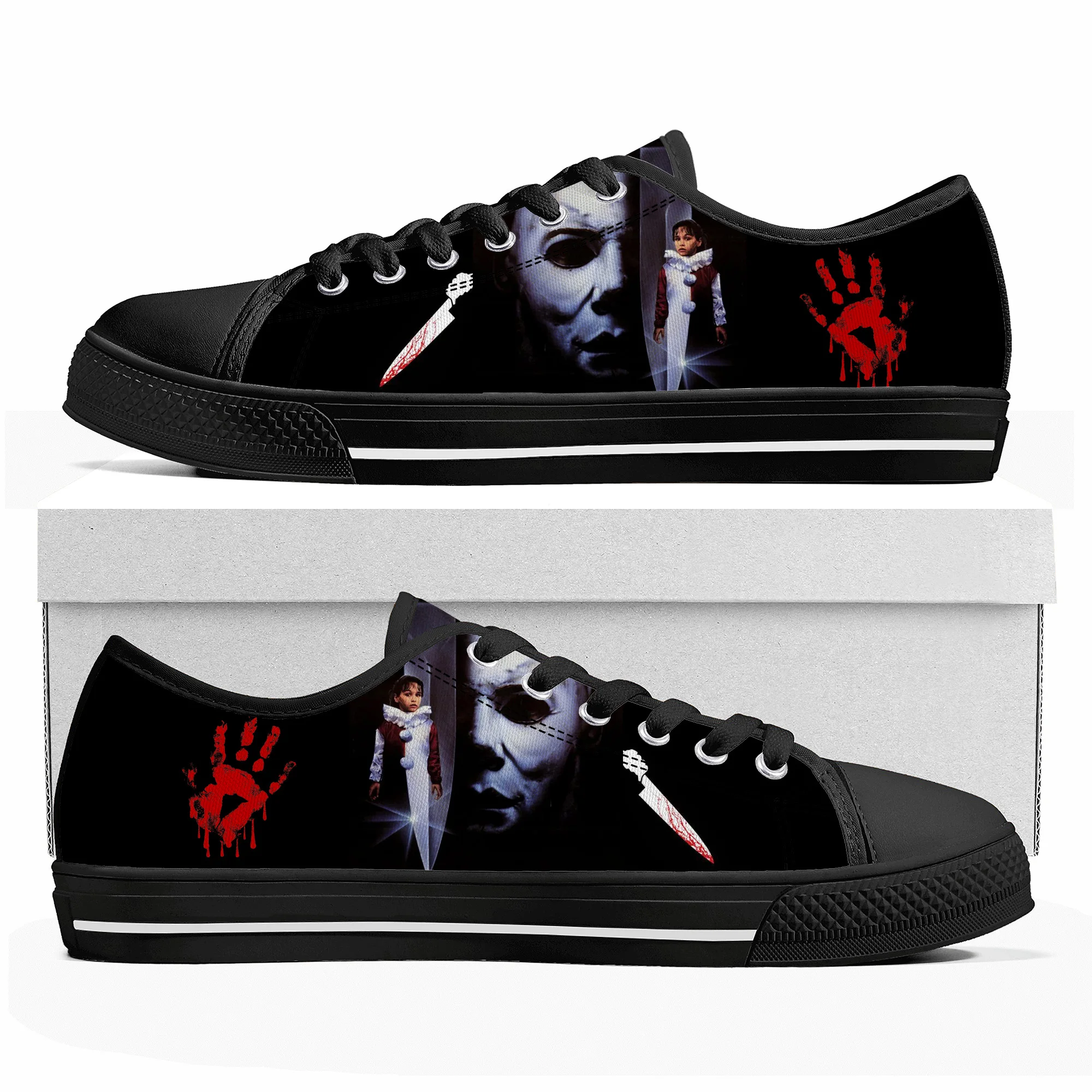 

Michael Myers Low Top Sneakers Horror Halloween Mens Womens Teenager Canvas High Quality Sneaker Casual Couple Shoes Custom Shoe