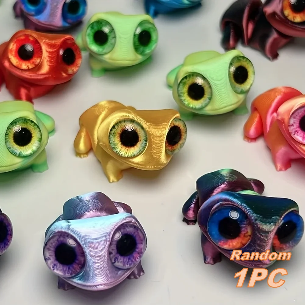 Vibrant 3D Printed Frog Figurines with Color-Changing Eyes - Ideal for Dashboards and Desk Décor