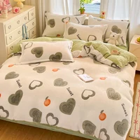 1pc Coral Fleece Duvet Cover Cat Printed Thick Warm housse de couette for Winter Cartoon Style Single/Queen/King dekbedovertrek