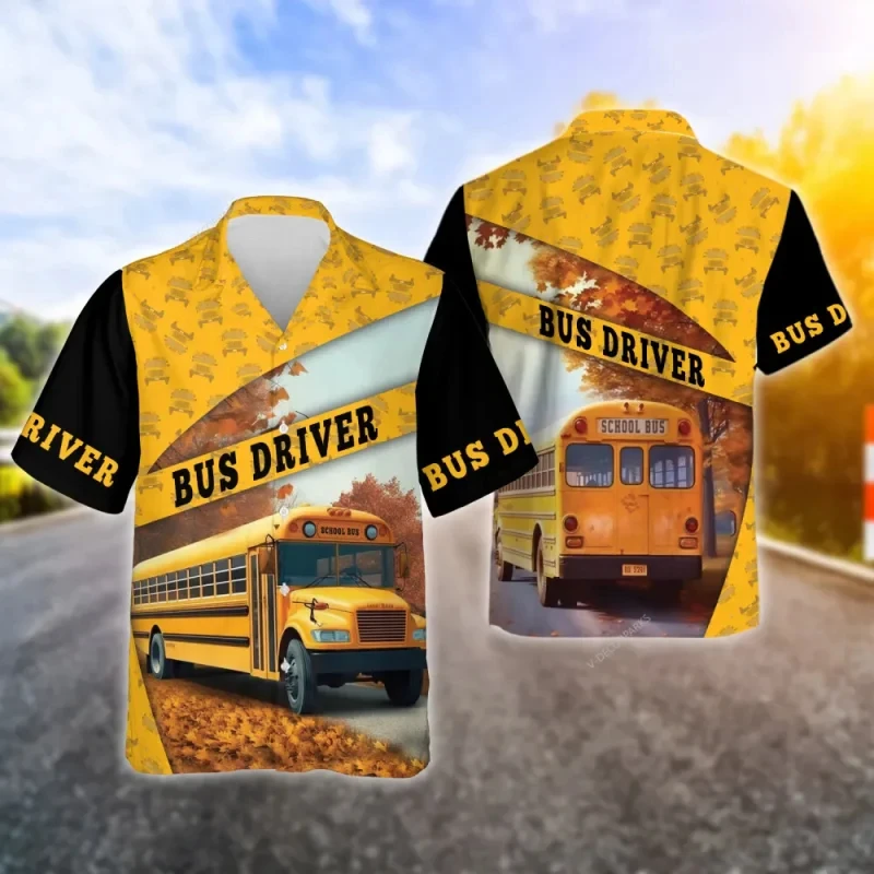 thumbnail image 1 of Camisas de autobús escolar 2024 para hombre, camisa de moda con solapa para hombre, uniforme de calle de manga corta, camisas hawaianas de verano para hombre, venta al por mayor, 1 of 5