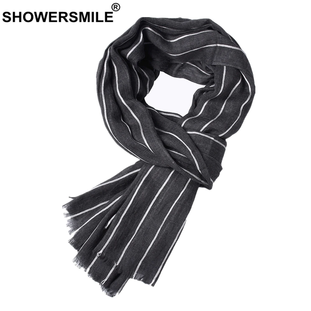 SHOWERSMILE Striped Men Scarf Fashion Warm Male Winter Blue Red Black Accessories 190cm*100cm |