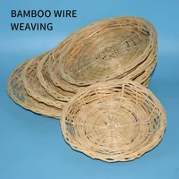 Bamboo Paper Plate Holder - 10 Inch Round Woven Plate Holder, Reusable Paper Plate Holders For Picnic Party 2