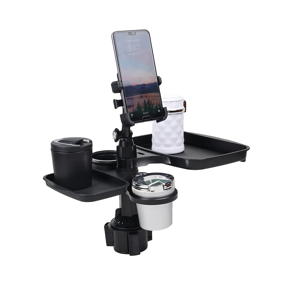 자동차 컵 홀더 트레이 컵 홀더 테이블 조절 가능한 여행용 음식 테이블 트레이 다기능 자동차 홀더 확장기 360도