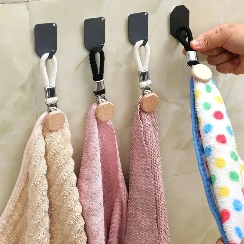 1-6pcs 다기능 비천공 가정용 욕실 수건 보관 클립 주방 수건 클립 짠 로프 너..