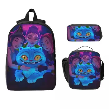 3 pezzi Kpop Demon Hunters Huntrix Set di zaini per bambini Scatole per matite Set di zaini con scatola per il pranzo Zaino per studenti delle scuole 1