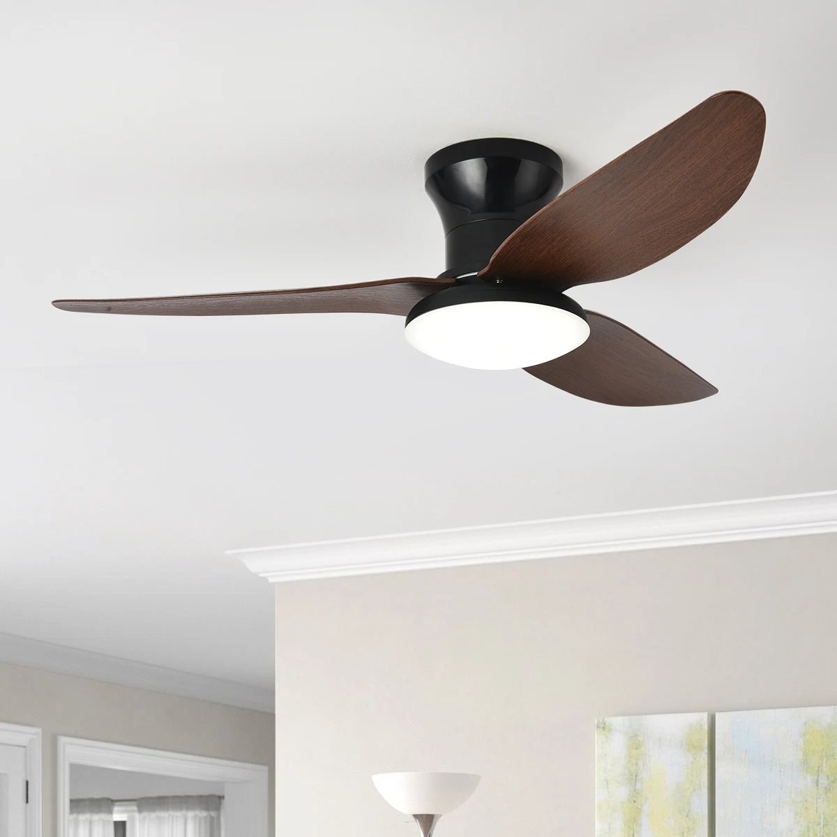 LED Ceiling Fan Lights 40inch Smart Bedroom 6 Speeds Wind 3 Blades Dimmable with Remote Control
