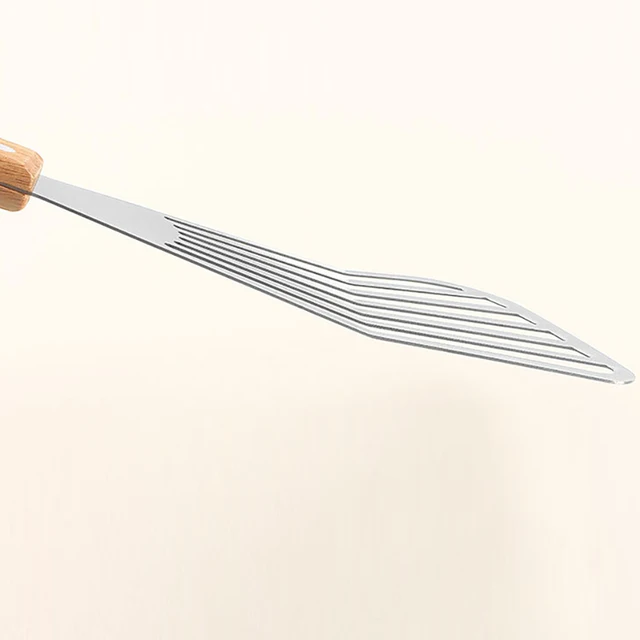 1PC Stainless Steel Fish Frying Shovel with Wooden Handle Fan-shaped Shovel Household High-temperature Frying Shovel 6