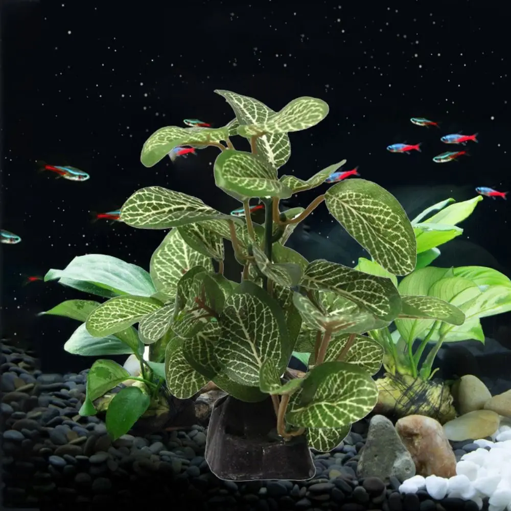 Creative Silk Green Underwater Simulated Realistic Aquarium Plants Turtle Jar Ornament Ficus Tree Artificial Plants
