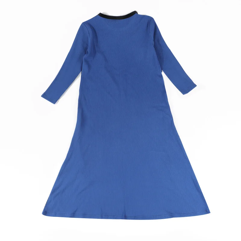 Langes Nachthemd für Mädchen, blau und rosa, geripptes schwarzes Velourskleid, lange Mädchenkleidung, Maxikleid, Freizeitkleider, Rundhalsausschnitt, 8-18 Jahre – Detail 16