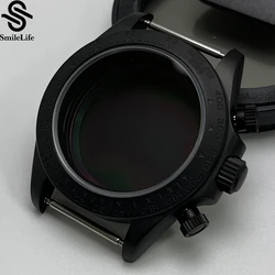 Enhanced All Matte Black Watch Case with Sapphire Glass & Ceramic Bezel (Black)