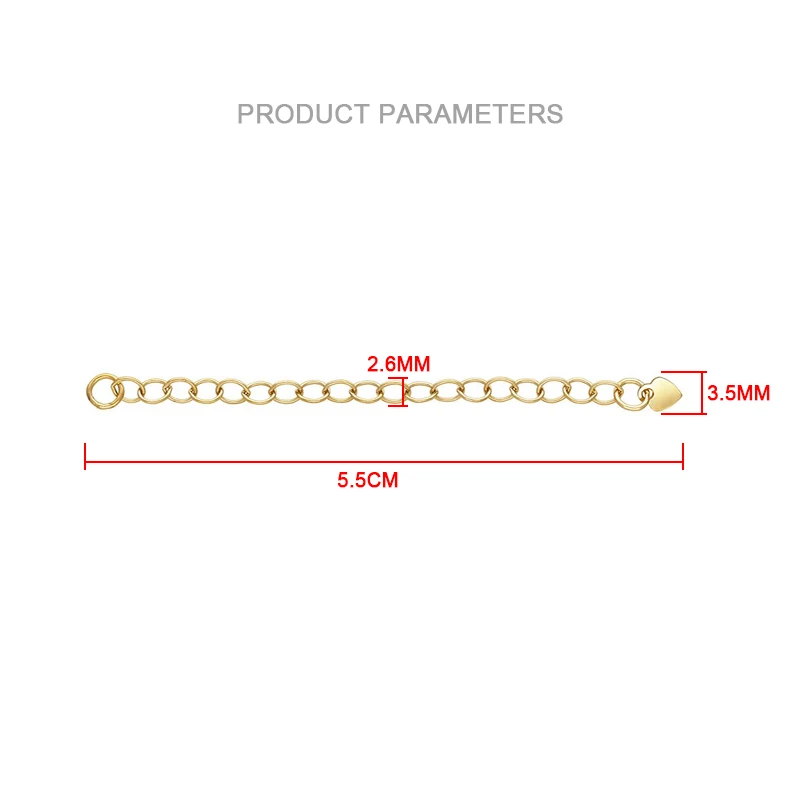 100% 14K Gold Filled Extension Chain Love Heart 2.6MM Chain Necklace Gold Jewelry Minimalist Gold Filled Chain DIY Jewelry