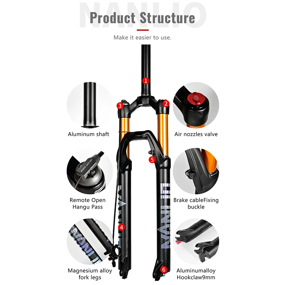 NanLio Mountain Bike Suspension Fork X7 PRO Damping Rebound