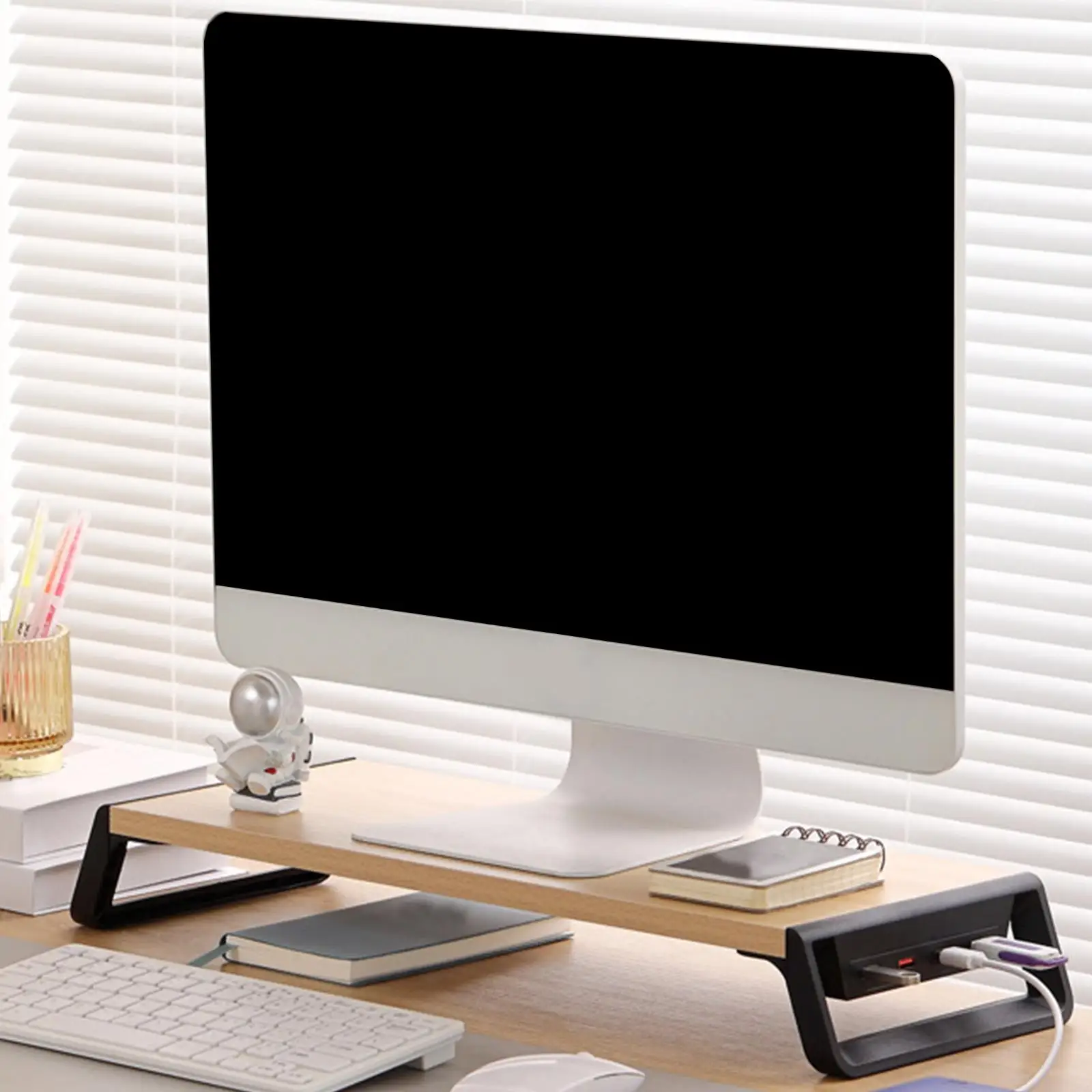 Supporto rialzato per computer con porta di ricarica USB Supporto stabile per monor per computer per camera da letto, tavolo, ufficio, sala studio domestica  7
