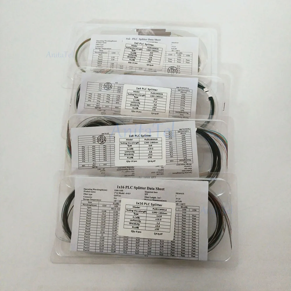10pcs 1X2 1X4 1X8 1X16 Fiber Optic PLC Splitter Without Connector Cable 250Um 0.25Mm Mini Blockless Bare PLC Splitter