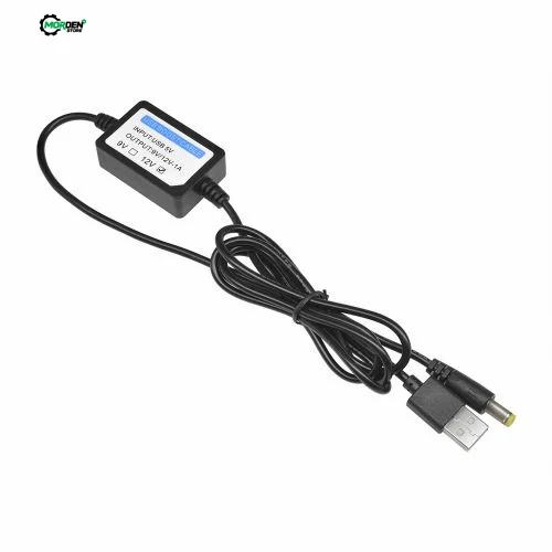 USB Power Boost Cable Adapter - DC-DC 5V to 9V/12V Step-Up Converter with DC Plug