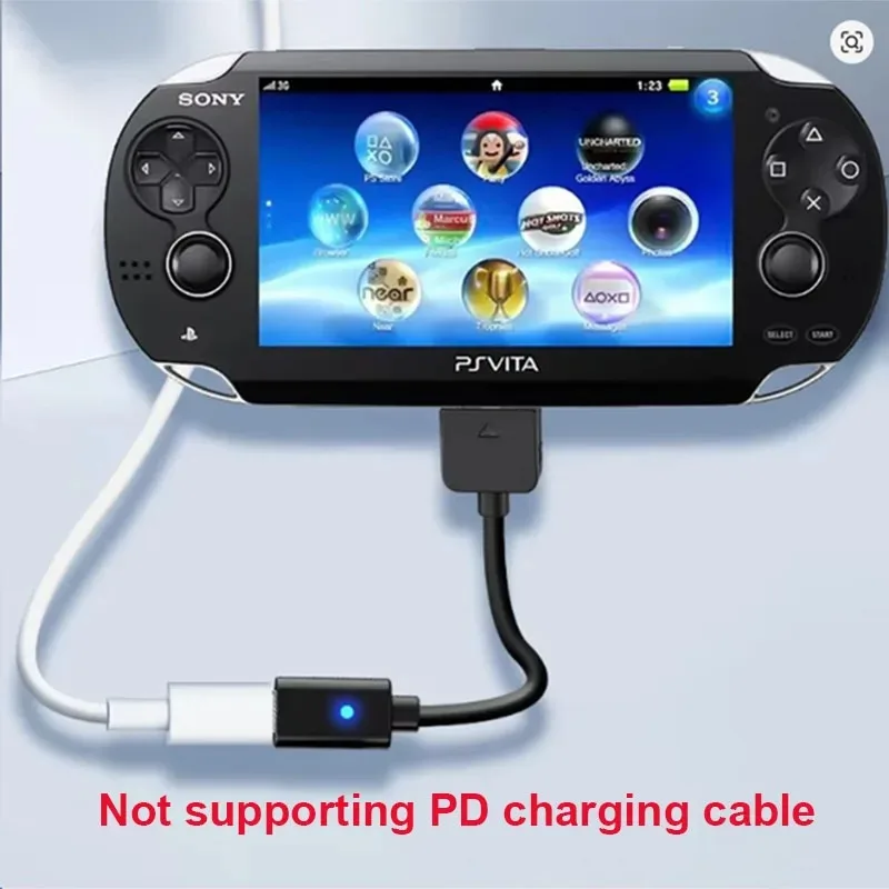 1000 컨트롤러 충전 어댑터용 USB C 케이블 PS Vita 1000 콘솔 전원 와이어용 C형 LED 변환 코드