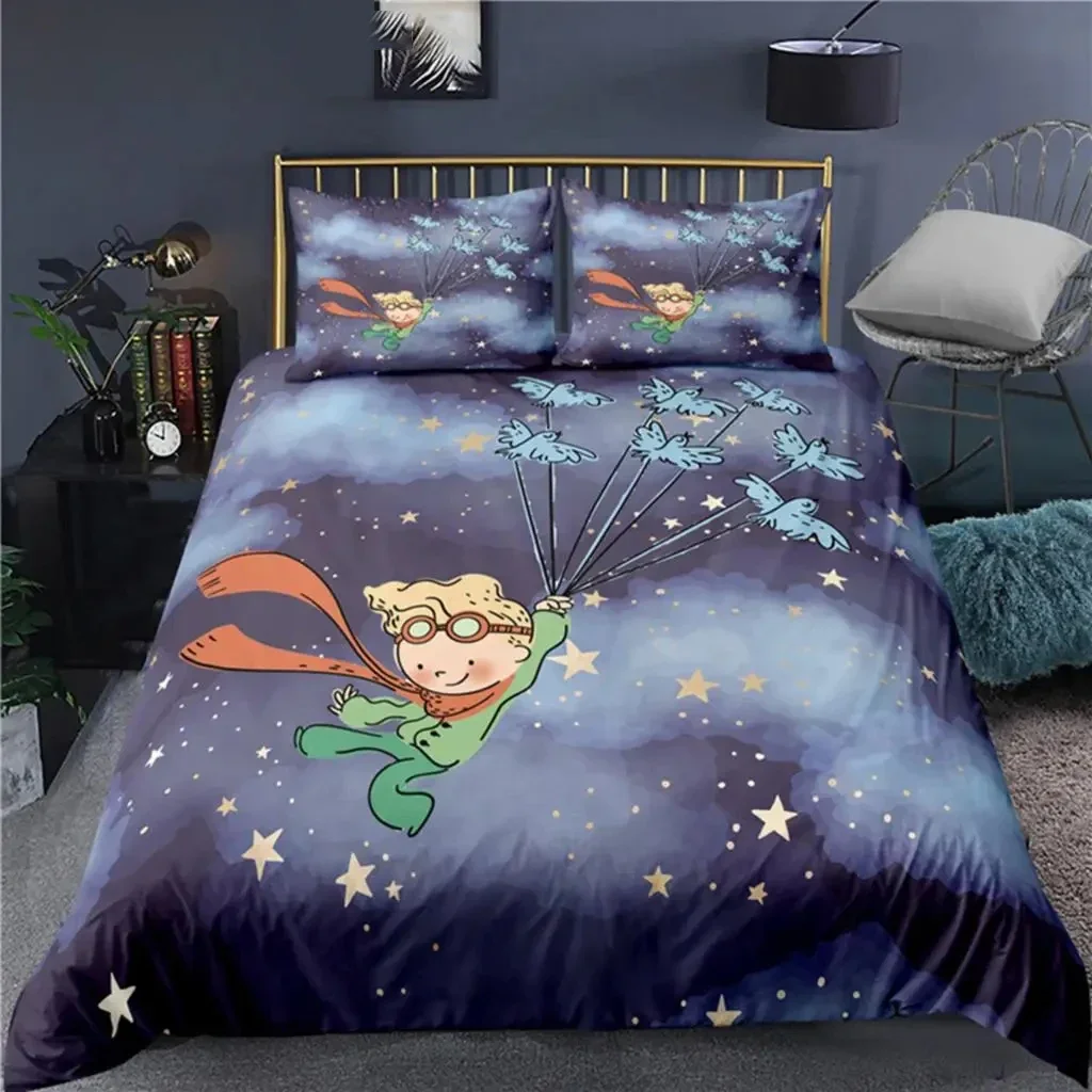 Anime Little Prince Le Petit Prince Bedding Set Boys Girls Twin Queen Size Duvet Cover Pillowcase Bed Kids Adult 3