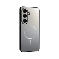 Ultra Thin Frosted Hard Magnetic Case with Magsafe - Compatible Glossy Plating Finish - Galaxy S23 Ultra (Gray)