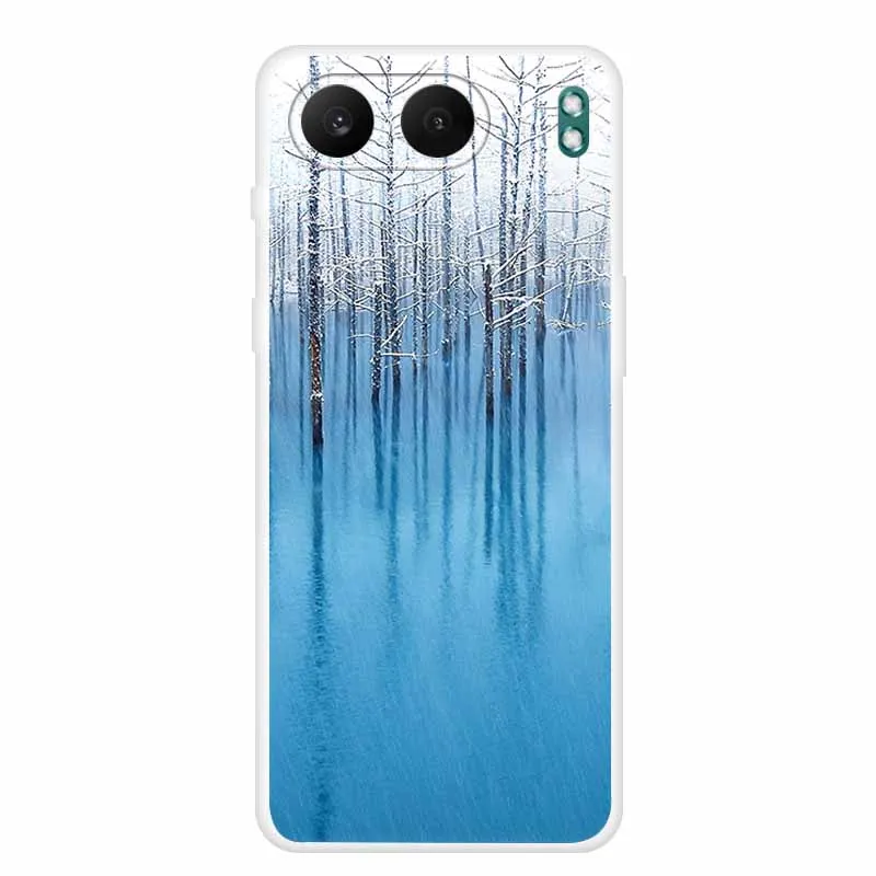 Clear Silicone Case with Landscape Flower Design - Soft TPU Back Cover
