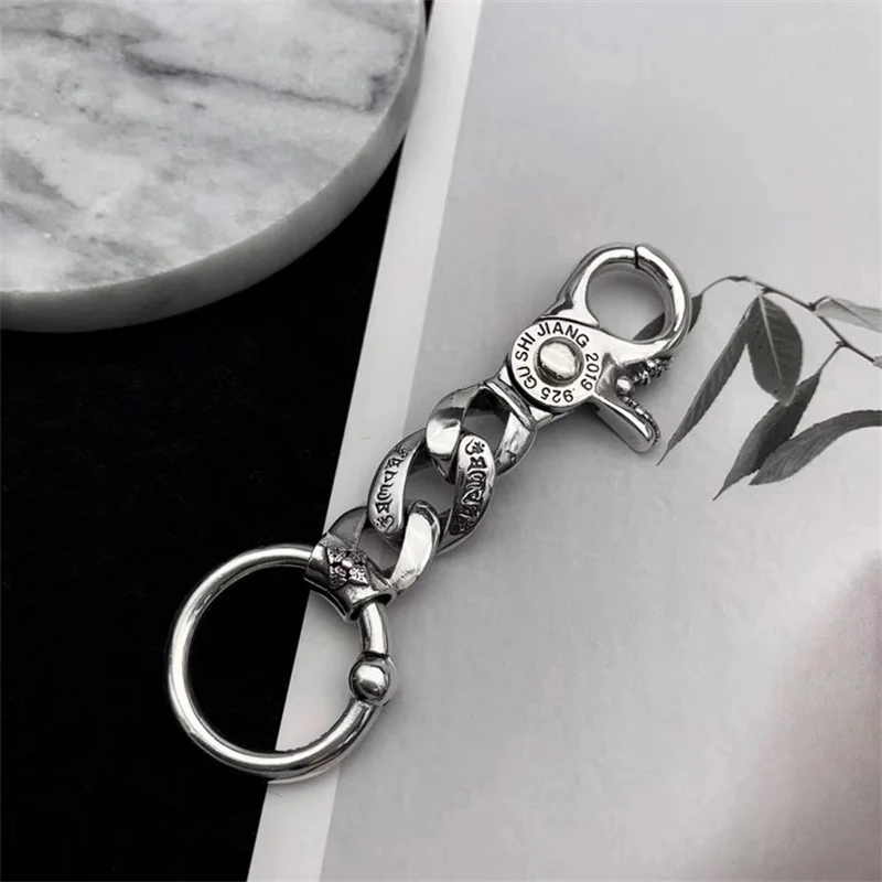 BOCAI S925 Sterling Silver Pendant 2022 New Fashion Vajra Pestle Siz Syllable Mantra Chains Pure Argentum Safety Amulet for Men