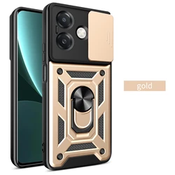 Kickstand Armor Case with Lens Protection and Magnetic Holder for OPPO A40M (Gold)