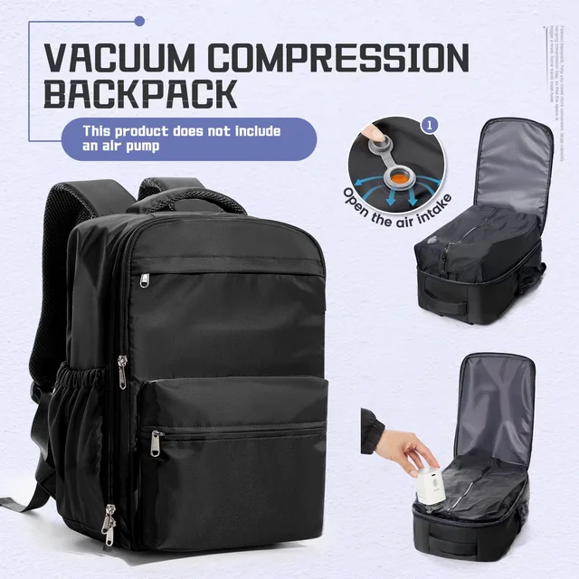 Men Vacuum Compression Backpack 15.6in Laptop Backpack Expand Hiking Vacuum Travel Backpack, Ryanair Backpack 40x30x20 Cabin Bag