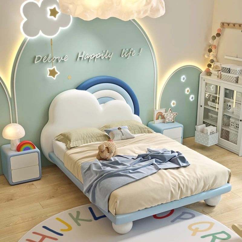 Blue Unique Children's Bed Modern Pretty Loft Queen Bed Comferter Wood Camas De Dormitorio Furniture Home 3
