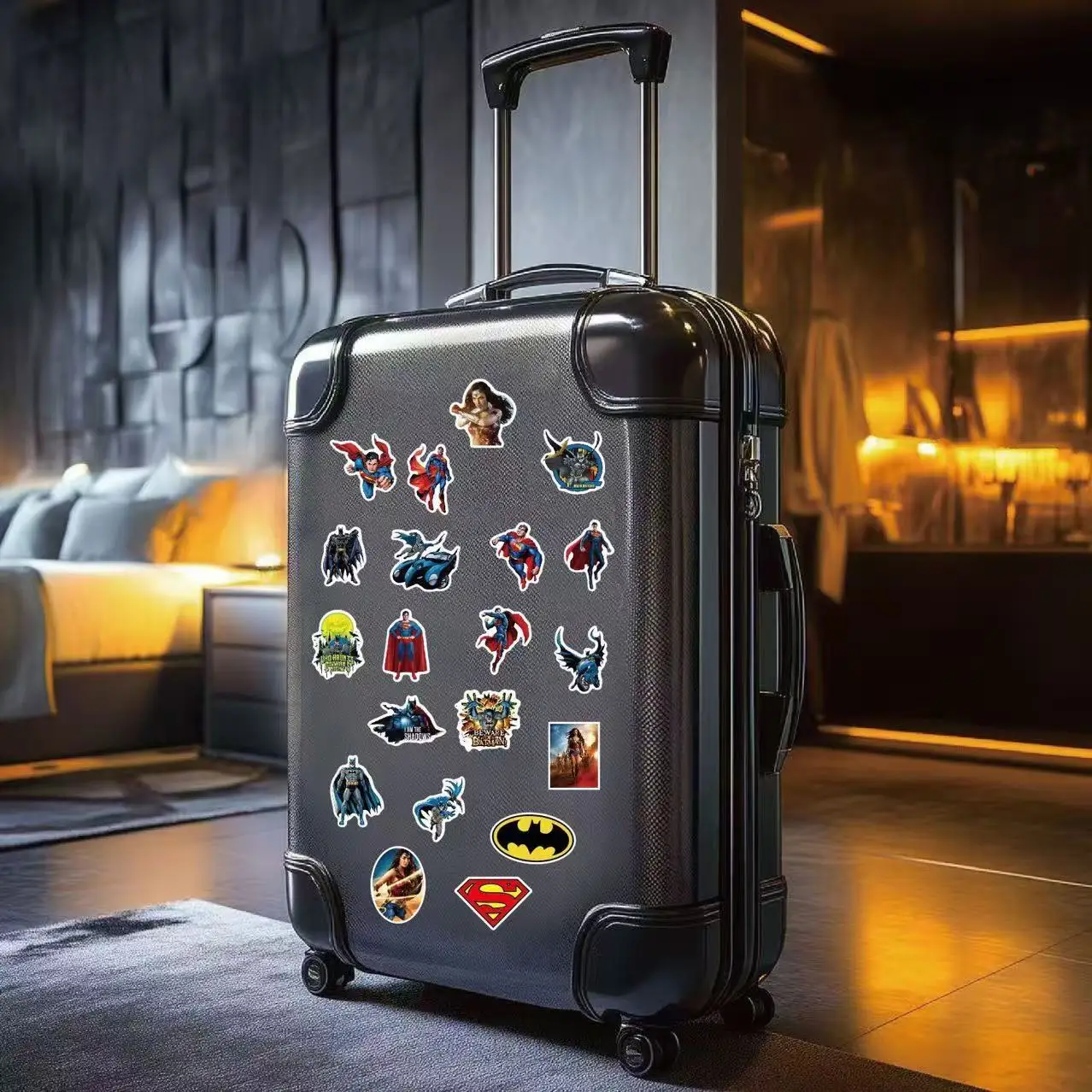 50 قطعة من ملصقات سوبرمان وباتمان - فينيل مقاوم لل...