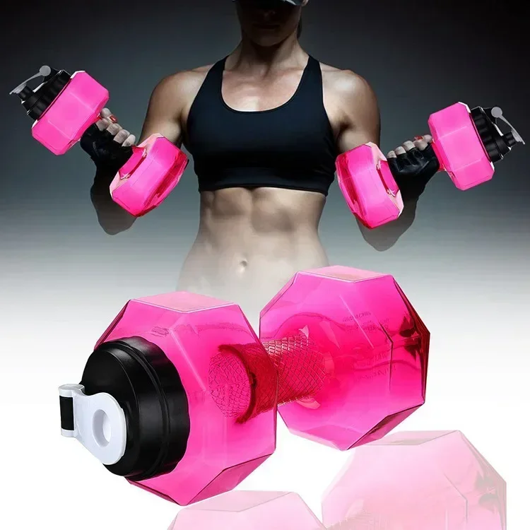 2PC Water Dumbbell Sport Bottle Large Capacity Gym Running Fitness Bodybuilding Exercise Outdoor Bicycle Camping Cycling Bottle water dumbbell bottle