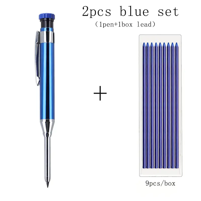 6Colors 2.8mm Metal Solid Carpenter Mechanical Pencil with Sharpener 2B Lead Core Deep Hole Construction Marking Scriber Tool - Image 10