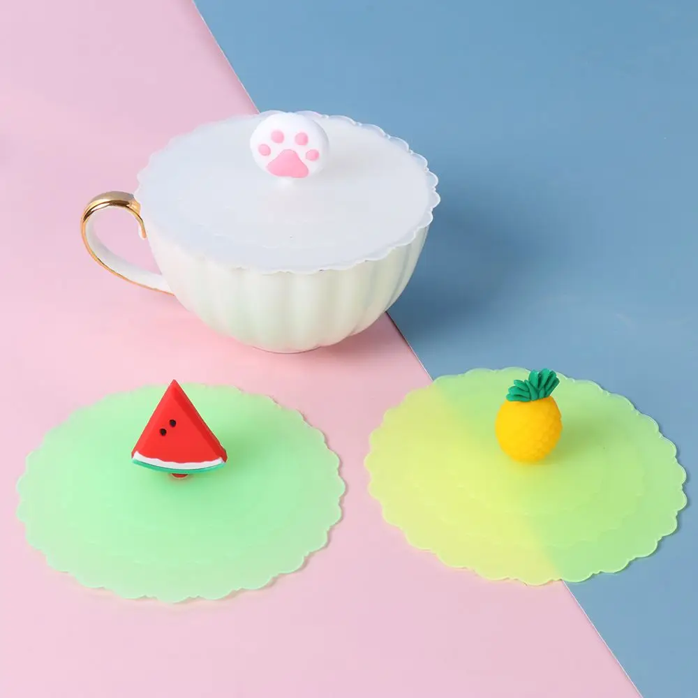 Description Picture 5 of item1 PCS Cartoon Cute Silicone Mug Cup Cover Heat-resistant Leak Proof Sealed Tea Coffee Lids Cap Reusable Dustproof Cup Cover