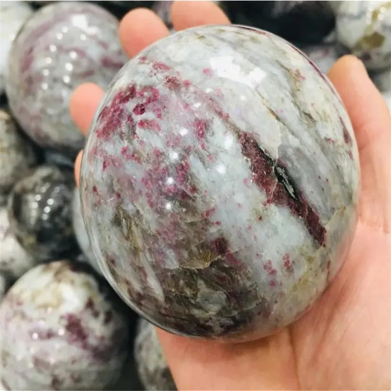 Natural rare rubellite stone quartz crystal ball home decoration natural stone cutting polishing 1pc 4