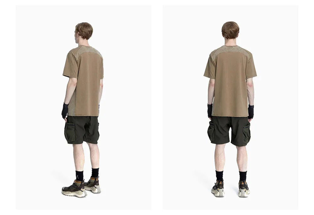 Reindee lusion 23ss 201 structural cut pure cotton t-shirt stacked structure diamond shape hem techwear gorpcore