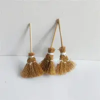 5Pcs Mini Broom Red Rope Straw Brooms Dollhouse Decor Halloween Micro Landscape Decorations Accessories Witch Broom 2