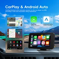 Podofo Écran intelligent 4,7'' pour voiture avec égaliseur, FM, GPS, lecteur multimédia, Carplay, Android Auto, Bluetooth, transmission FM, Airplay, Android Cast, AUX 3