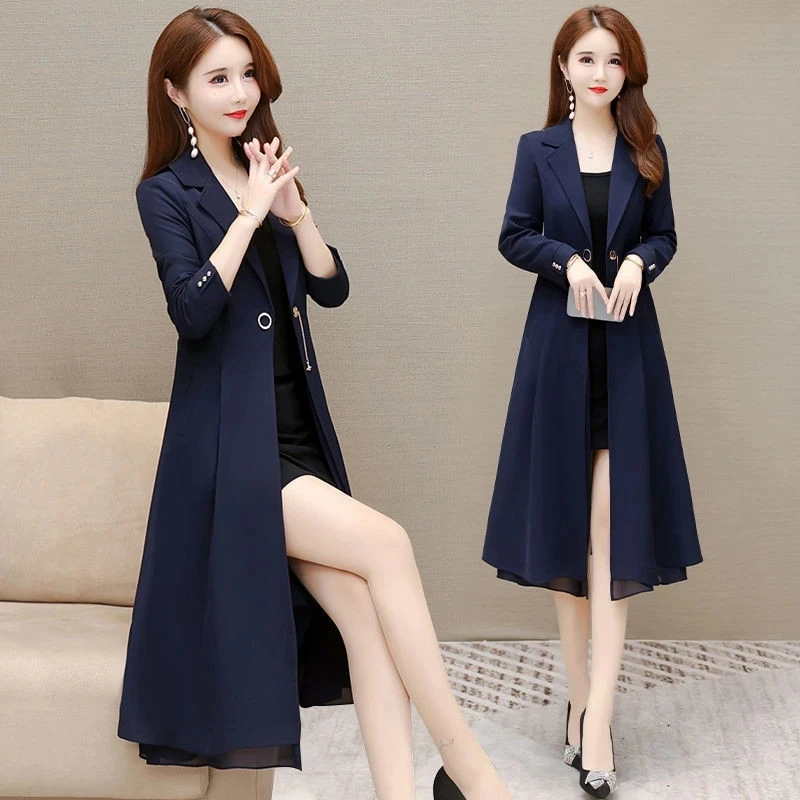 

2023 New Fashion Spring Autumn Women Trench Coat Overcoat Casual Female Loose Long Windbreakers Coats Top-grade Outerwear Femme