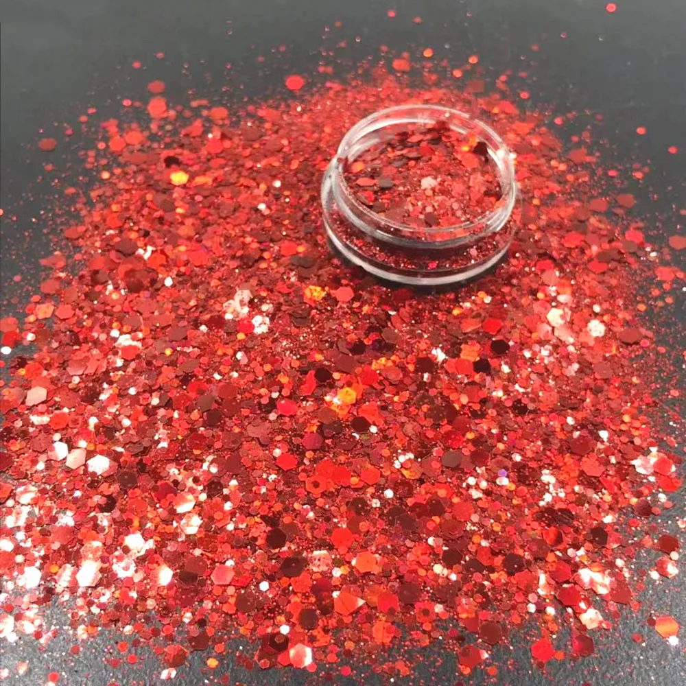 Nail Art Glitter Sequins 10g/Bag Iridescent Holographic Laser Gold/Silver Colorful Powder Sparkly Hexagon PET Safe Chunky Flakes