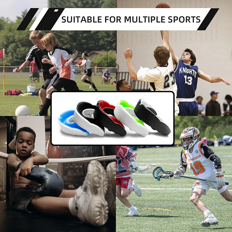 5Pcs Youth Mouth Guard for Sports Child Teen Mouthguard with Case for Football Lacrosse Basketball Boxing Taekwondo MMA Karate