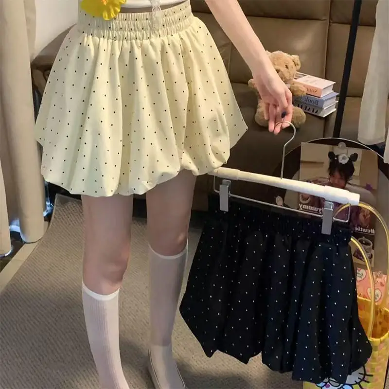 Women Vintage High Waist Design Mini Skirts Japanese Fashion Casual Lovely Clothes New Korean Style Sweet Puffy Polka Dot Skirts 2
