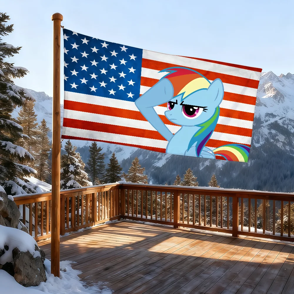M-My L-Little P-Pony-ES Cartoon-Flagge für Zimmer, Wohnheim, Camping, Picknick, Kunststil, Garage, Bar, Wanddekoration, Banner – Detail 18