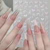 1Sheet Pink/White/Black Bow 5D Nail Art Stickers Bowknot Self-Adhesive Slider Romantic Lace Ribbon Valentine's Manicure Decals * 1