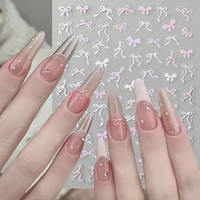 1Sheet Pink/White/Black Bow 5D Nail Art Stickers Bowknot Self-Adhesive Slider Romantic Lace Ribbon Valentine's Manicure Decals * 1