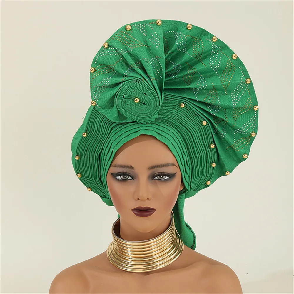 

Already Made Auto Gele Headtie Exaggerated African Women's Turban Cap Nigeria Wedding Autogele Party Headwear Female Head Wraps