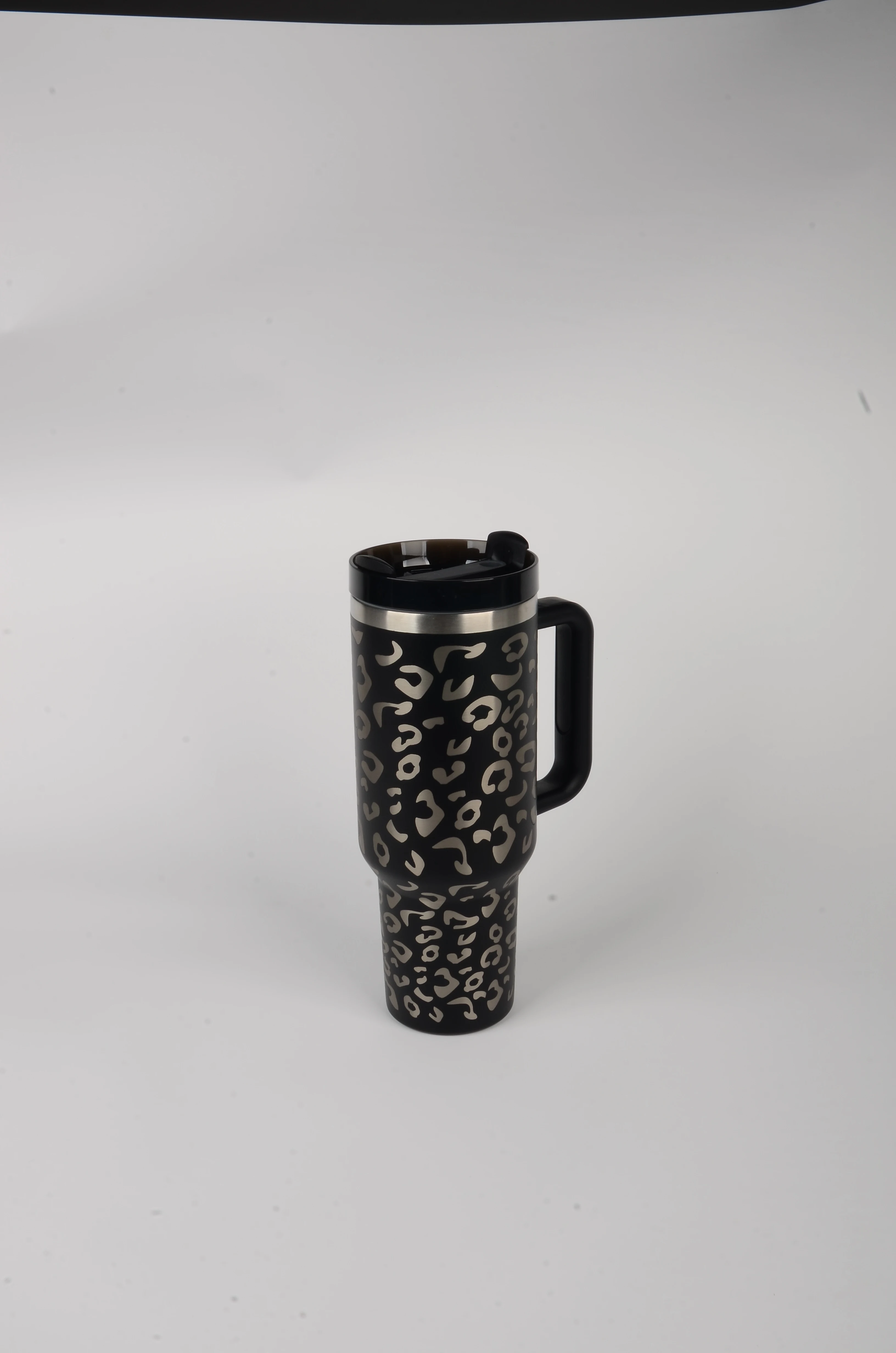 40 oz Tumbler Cup Metallic Leopard Black