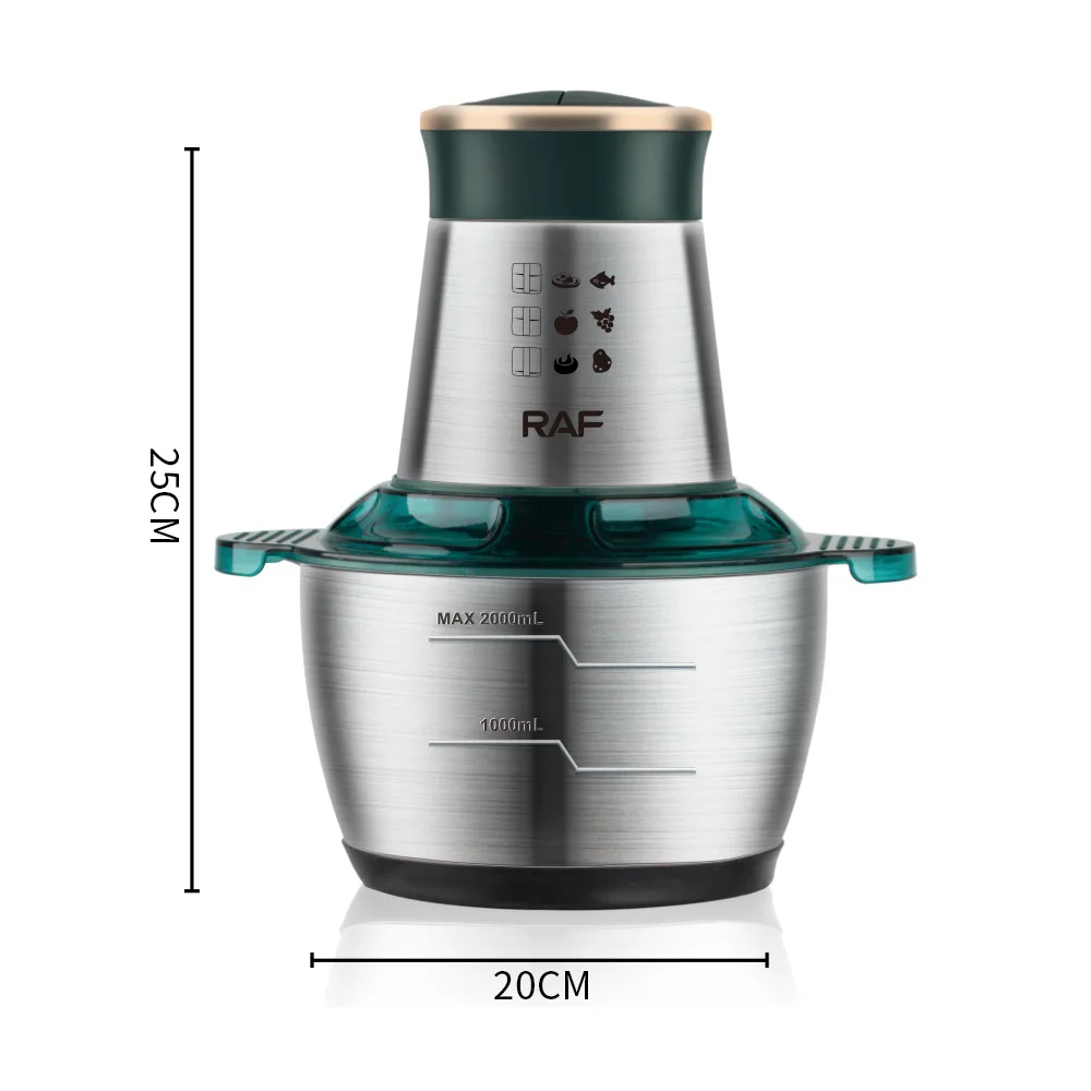Electric Meat Mincer Grinder Stainless Steel Chopper 2L Food Processor Garlic Mud Maker Blender Large Capacity Kitchen Utensils 6