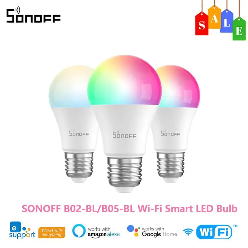 

SONOFF B05/B02-B-A60 WiFi LED Bulb RGB Dimmer Smart Light Bulbs EU/US Ewelink APP Remote Control Works With Alexa Google Home