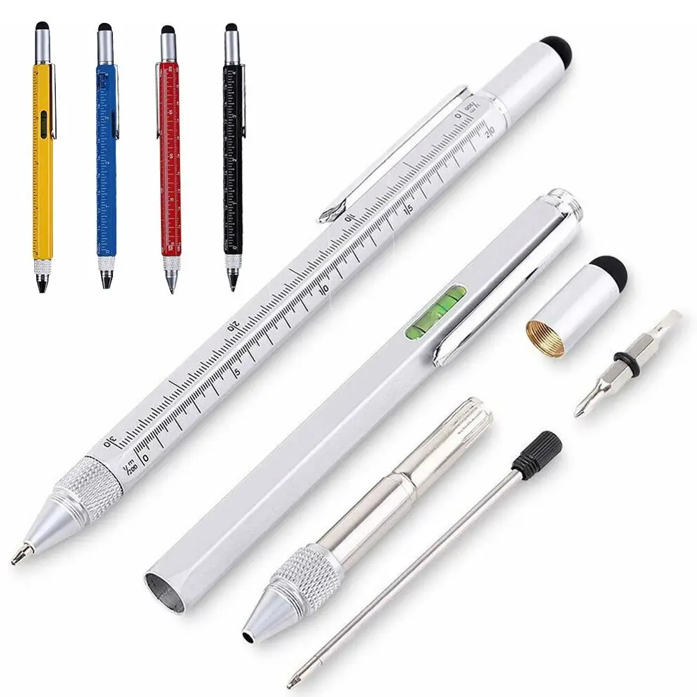 1Pcs 6-in-1 Multitool Pen with Screwdriver Screen Touch DIY Woodworking Pen With Ruler for Office Supplies Ballpoint