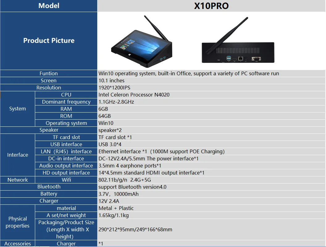 PIPO X10 Pro/X10R Mini PC - 10.1 Inch, 1920x1280, Win10/Android 7.1/Linux, 6G RAM, 64G ROM, N4020/RK3399, TV Box, BT, RJ45, Tablet Description Image.This Product Can Be Found With The Tag Names Cheap Mini PC, Computer Office, High Quality Computer Office, Mini pc
